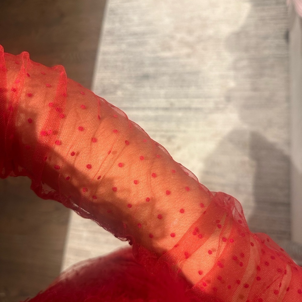 -mini red dress -I am 5”3 1/2 so it is mid thigh on me in these pictures - Picture 7 of 8